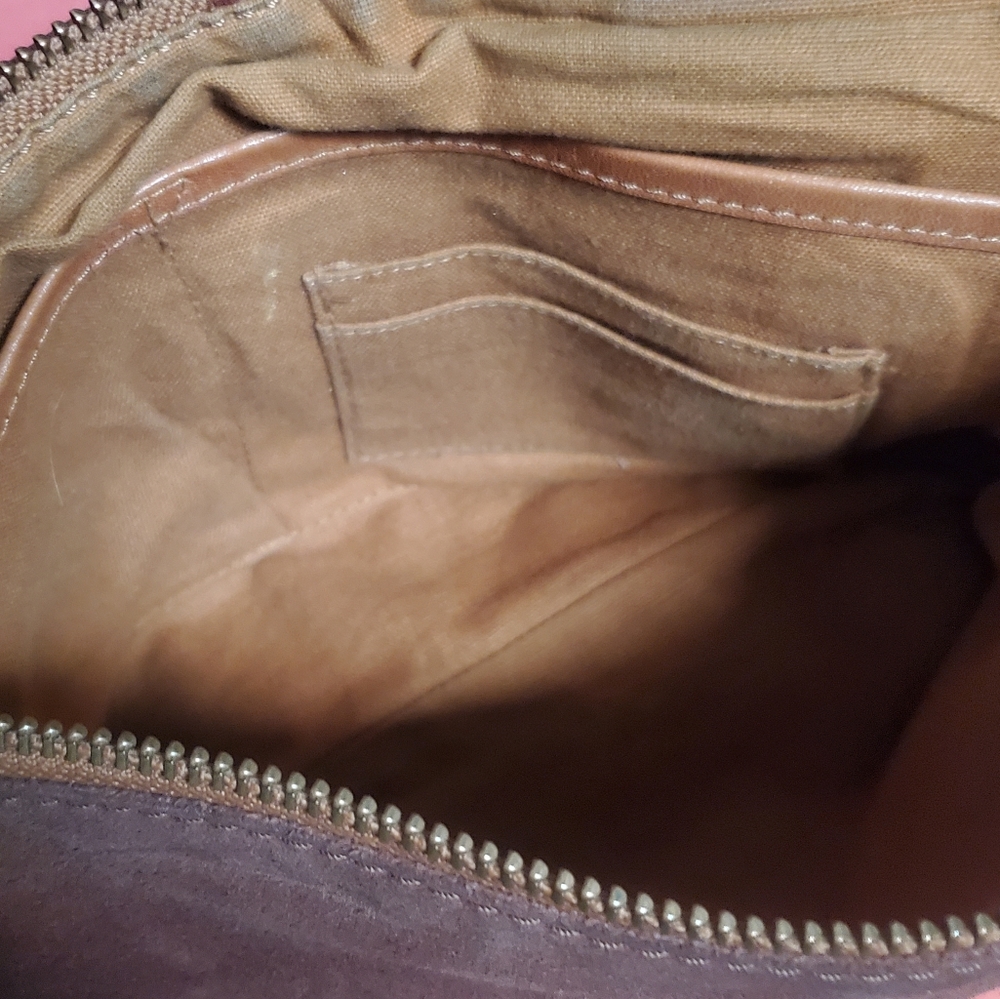 FOSSIL Hobo Shoulder Bag Purse Brown Leather & Suede Boho Festival - Picture 3 of 10